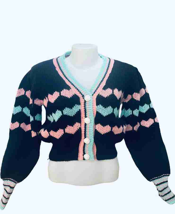 Multicolour Woolen Warm Crop Sweater for Women