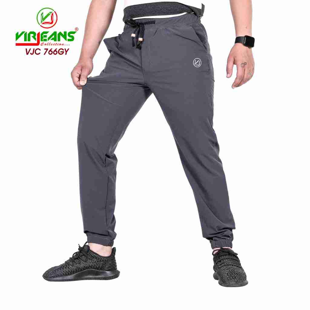 VIRJEANS (VJC766) Stretchable Joggers Trousers For Men - Dark Grey