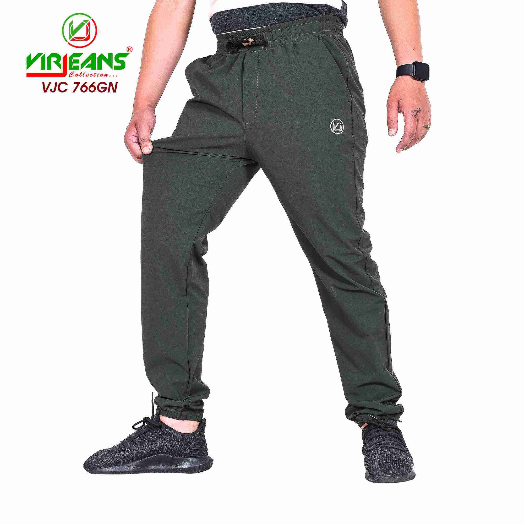 VIRJEANS (VJC766) Stretchable Joggers Trousers For Men - Green