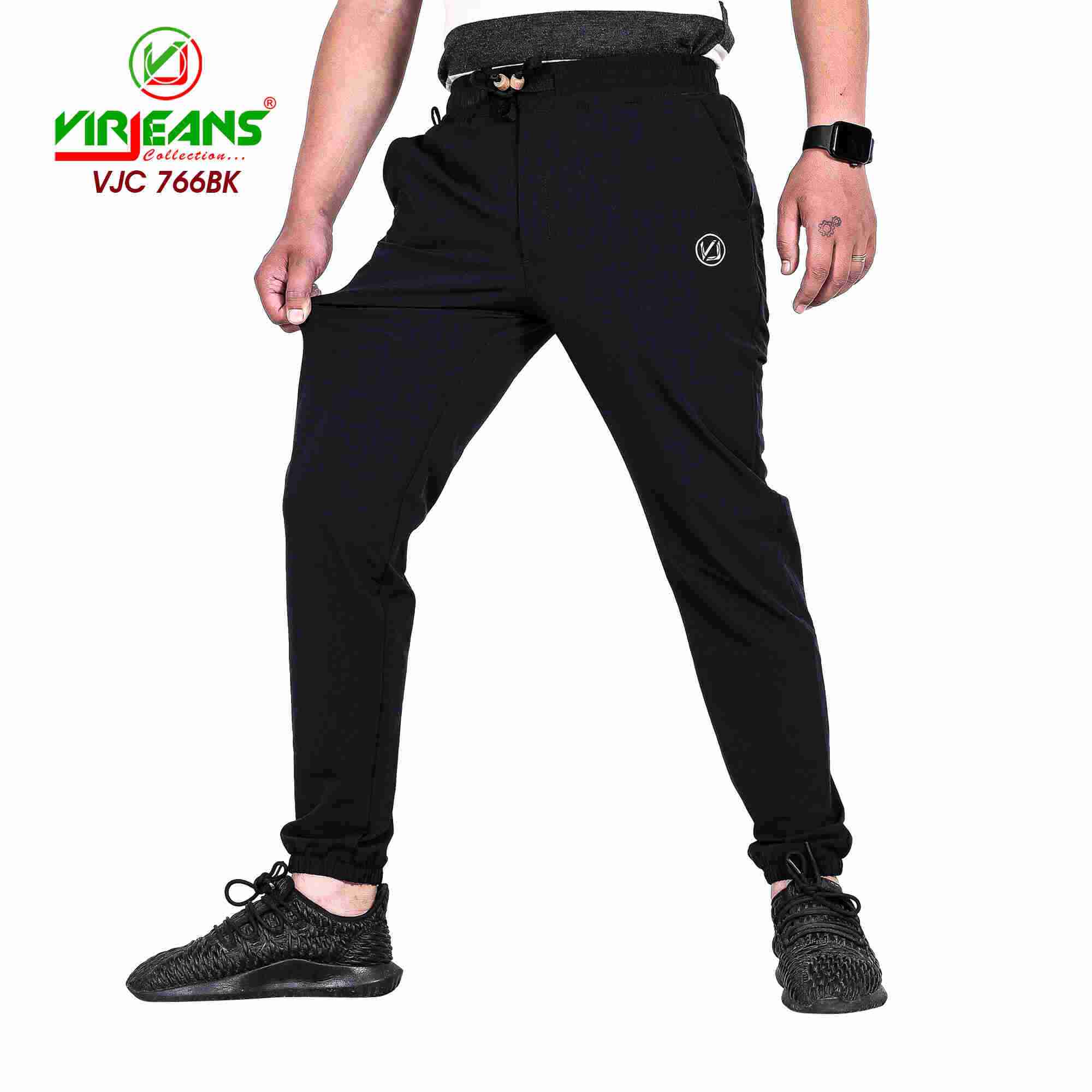 VIRJEANS (VJC766) Stretchable Joggers Trousers For Men - Black