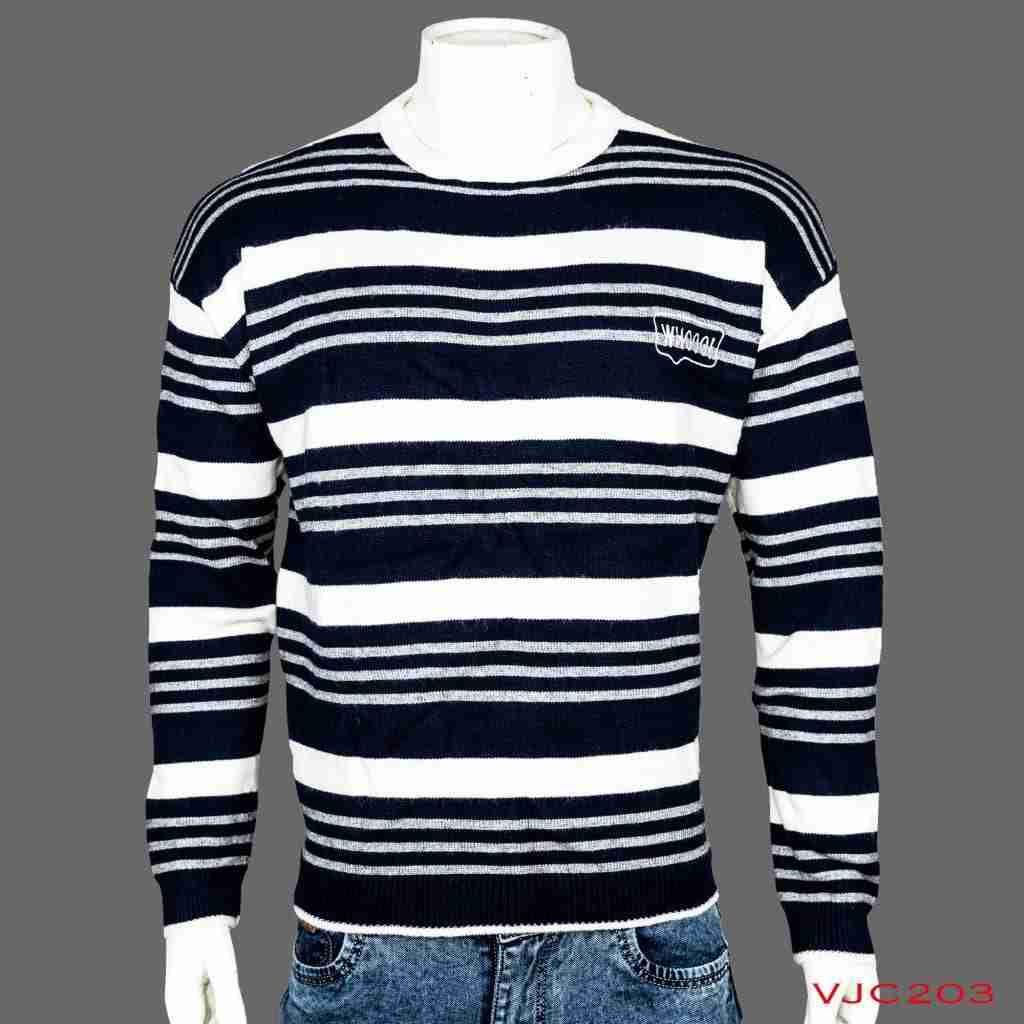 Woolen Round Neck Lining Design Sweater (VJC203)