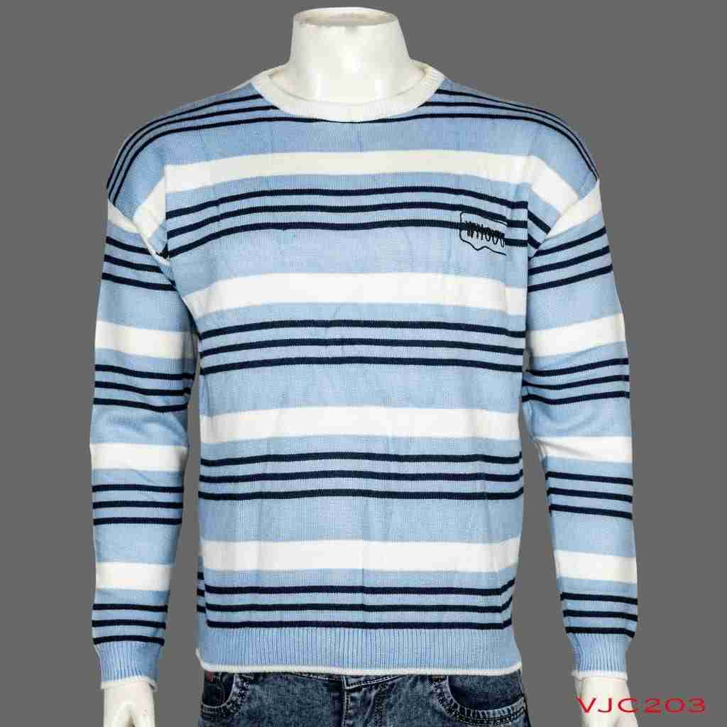 Woolen Round Neck Lining Design Sweater (VJC203)