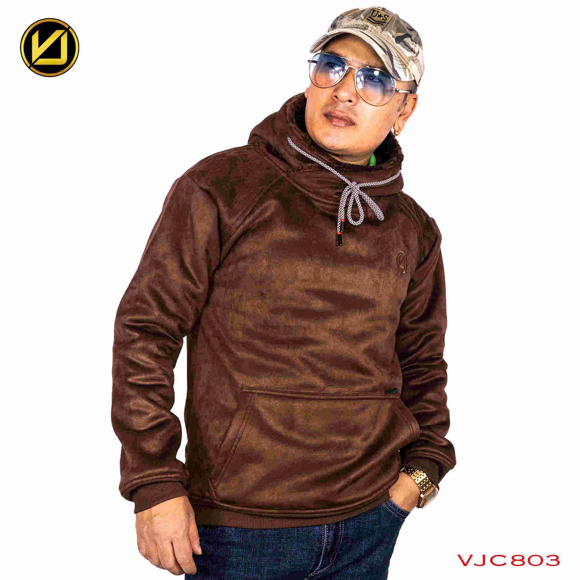 VIRJEANS (VJC803) Premium Inner Fur Heavy Winter Hoodies For Men - Coffee