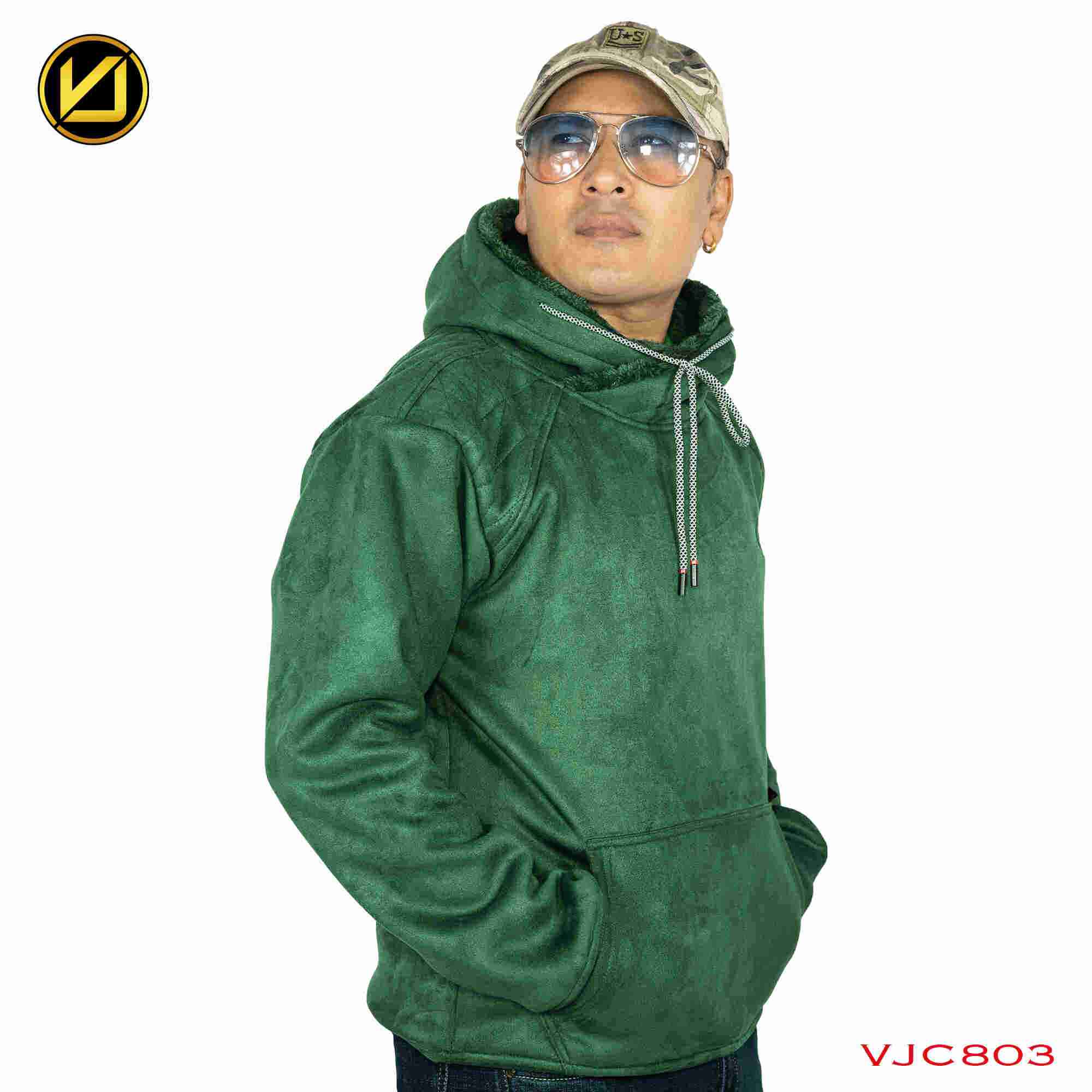 VIRJEANS (VJC803) Premium Inner Fur Heavy Winter Hoodies For Men - Green