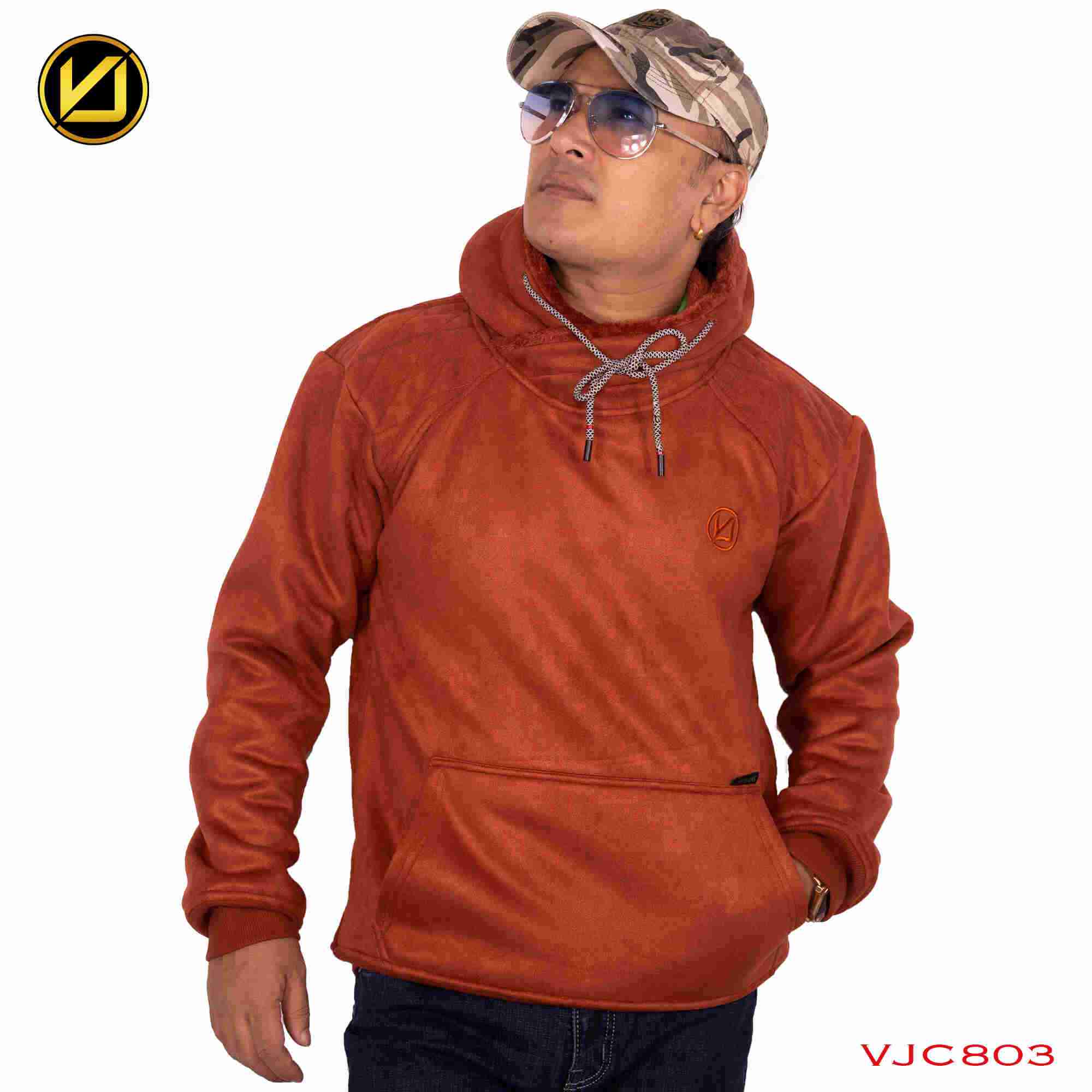 VIRJEANS (VJC803) Premium Inner Fur Heavy Winter Hoodies For Men - Orange