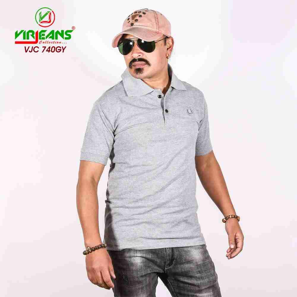 VIRJEANS (VJC740) Polo Neck T-Shirt For Men - Grey