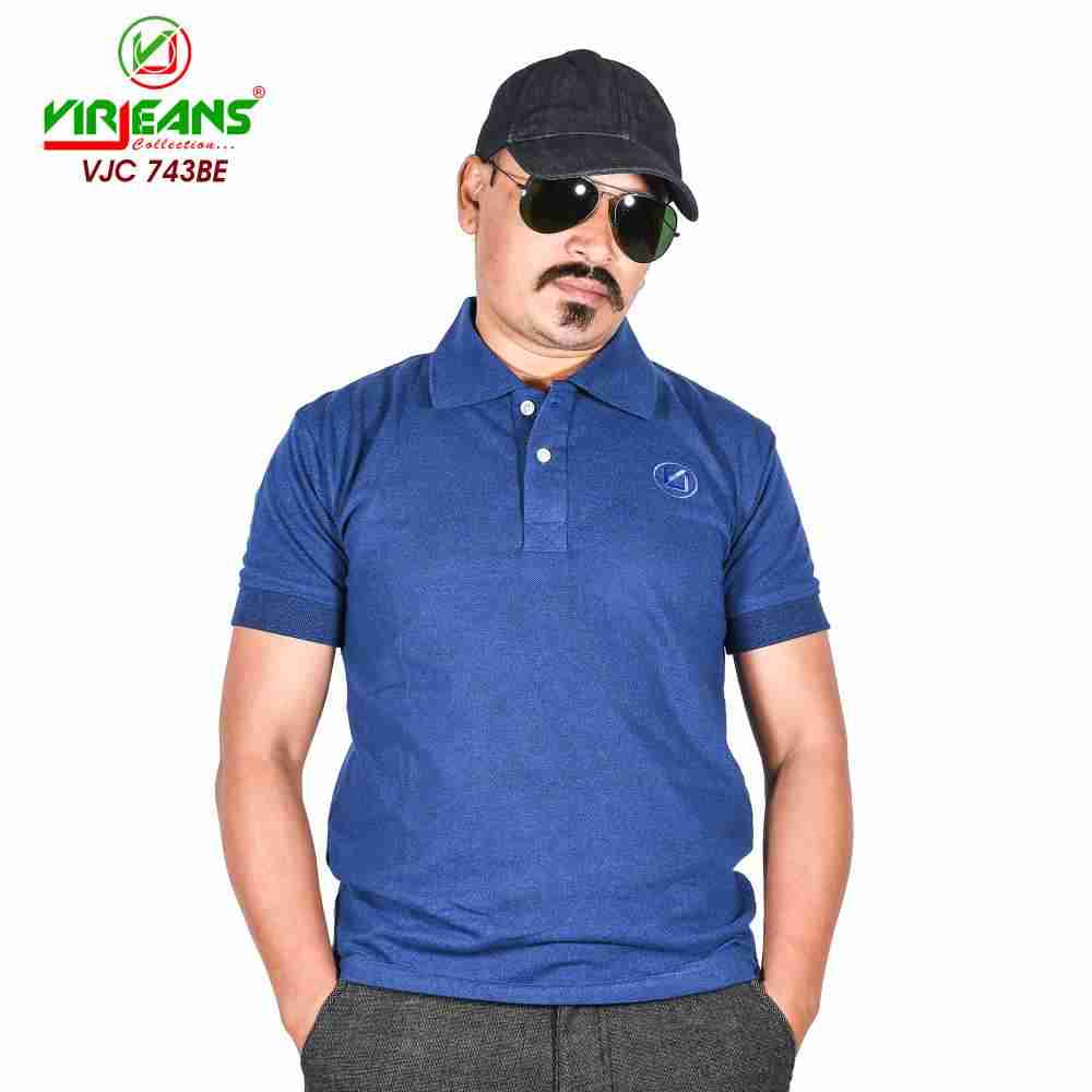 VIRJEANS (VJC743) Polo Neck T-Shirt For Men - Dark Blue