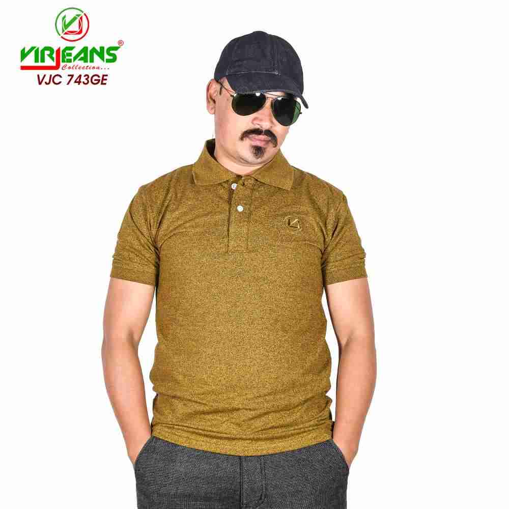 VIRJEANS (VJC743) Polo Neck T-Shirt For Men - Golden