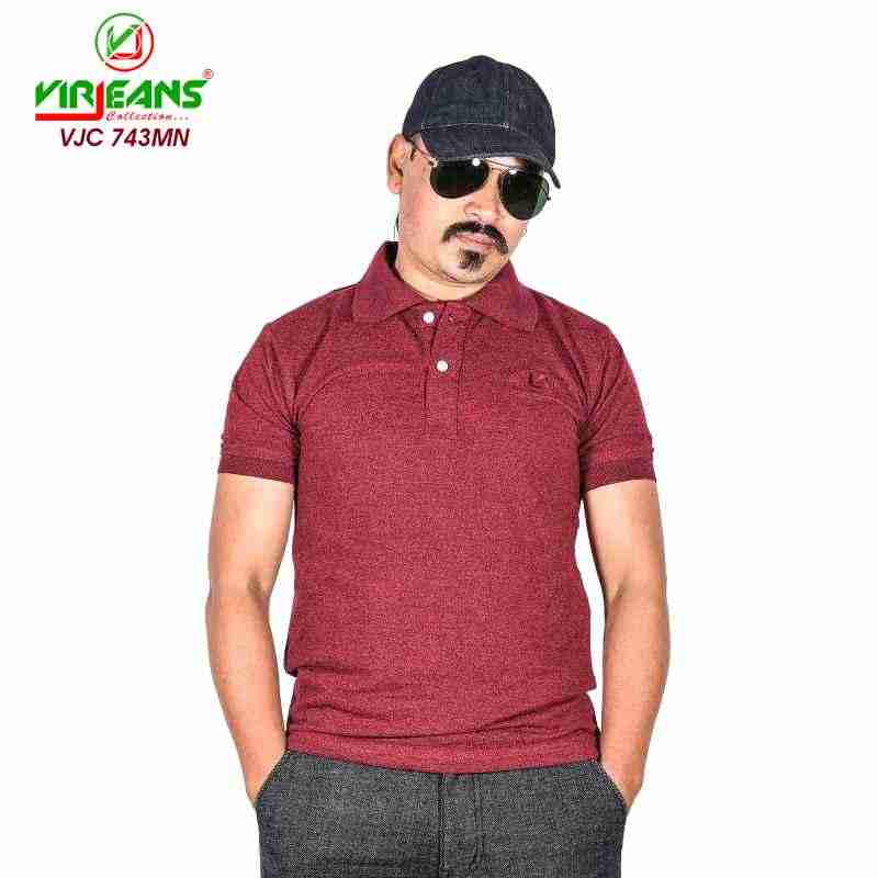 VIRJEANS (VJC743) Polo Neck T-Shirt For Men - Maroon