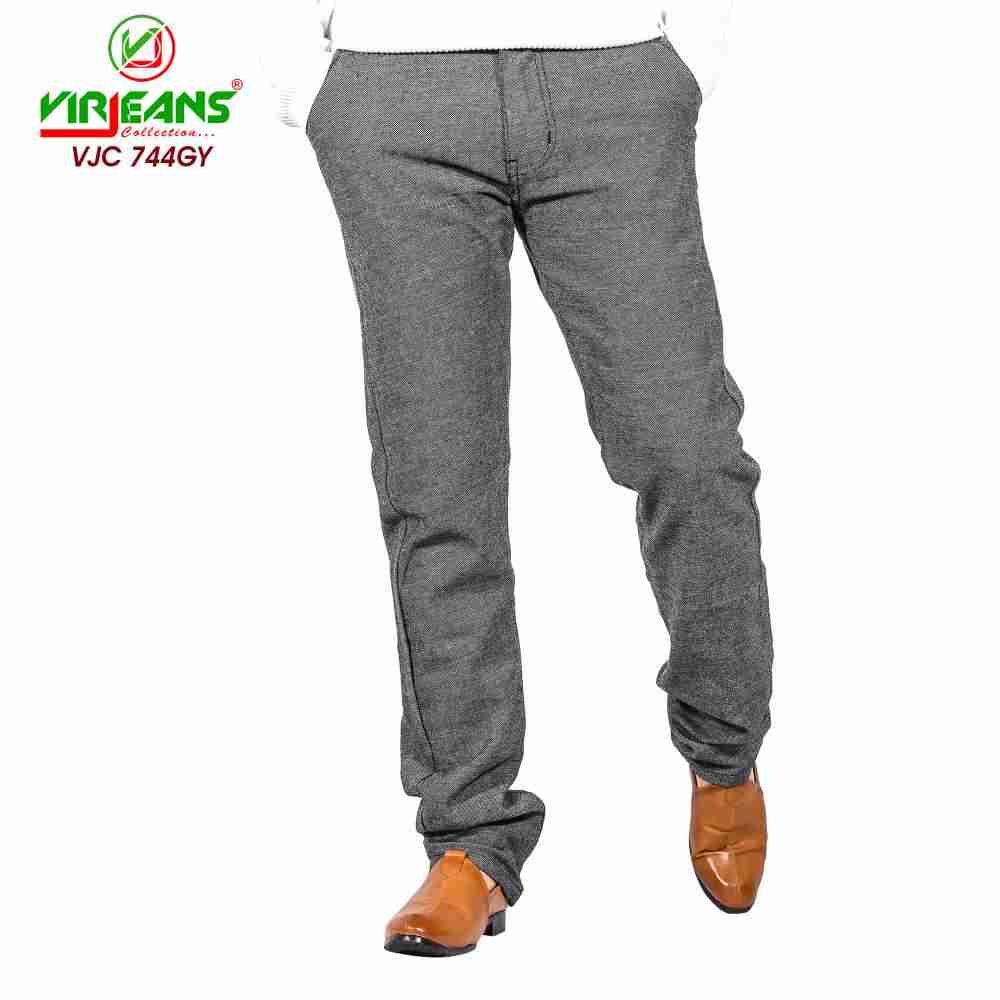 VIRJEANS (VJC744) Stretchable Dotted Cotton Chinos Pant For Men - Grey