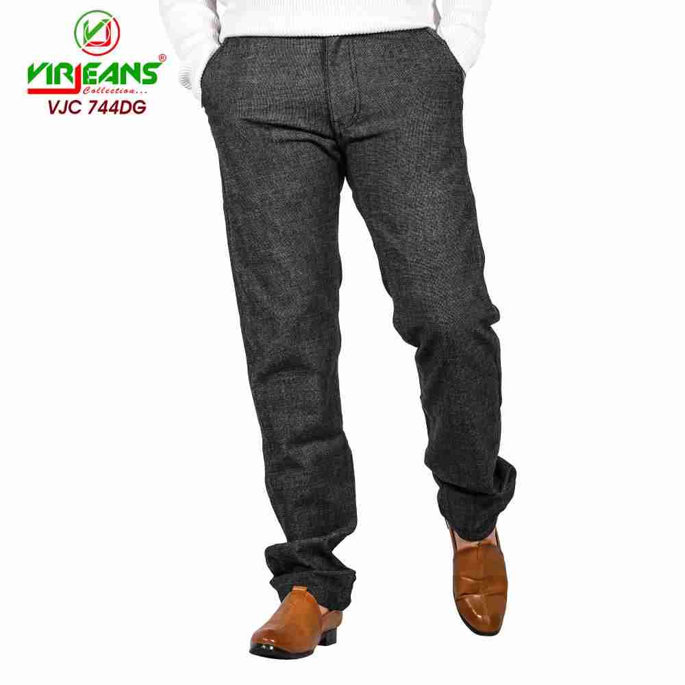 Virjeans (VJC744) Stretchable Dotted Cotton Chinos Pant For Men - Dark Grey