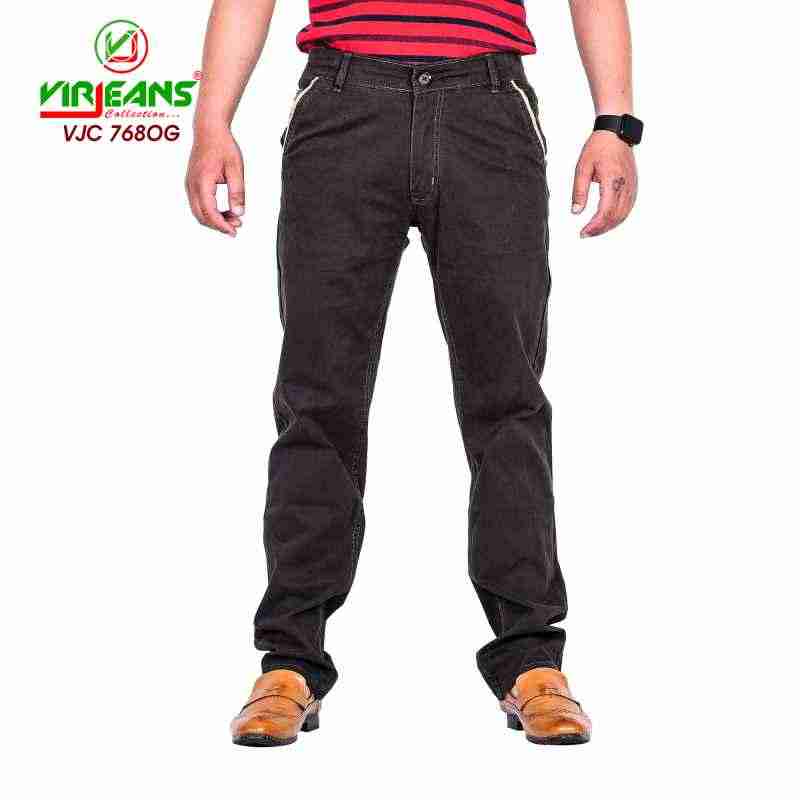 VIRJEANS (VJC768) Stretchable Cotton Chinos Pant For Men - Olive Green