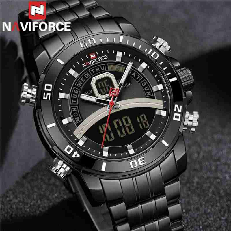 Naviforce Digital & Anolog Black Watches