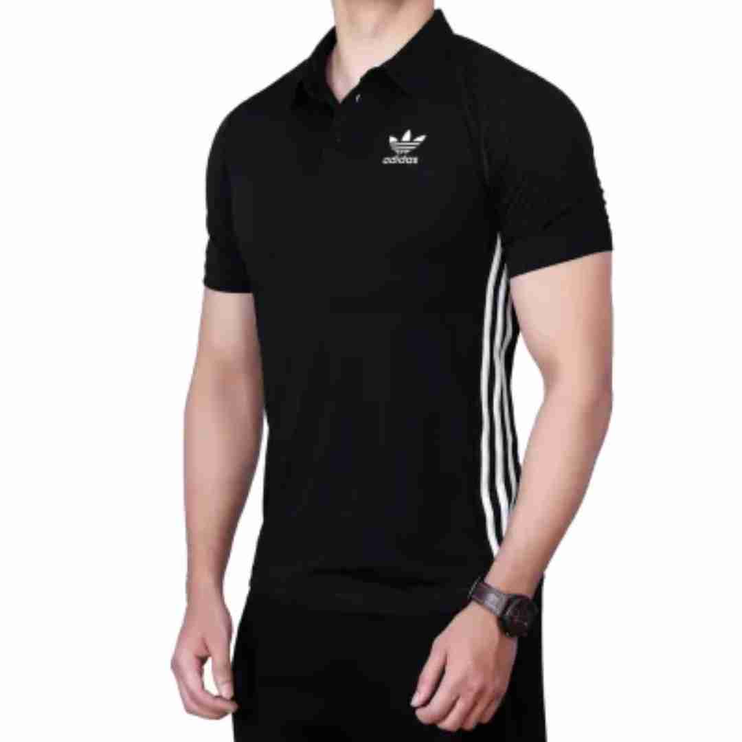 Men's Sport Regular Fit Solid Polo Neck T-shirt