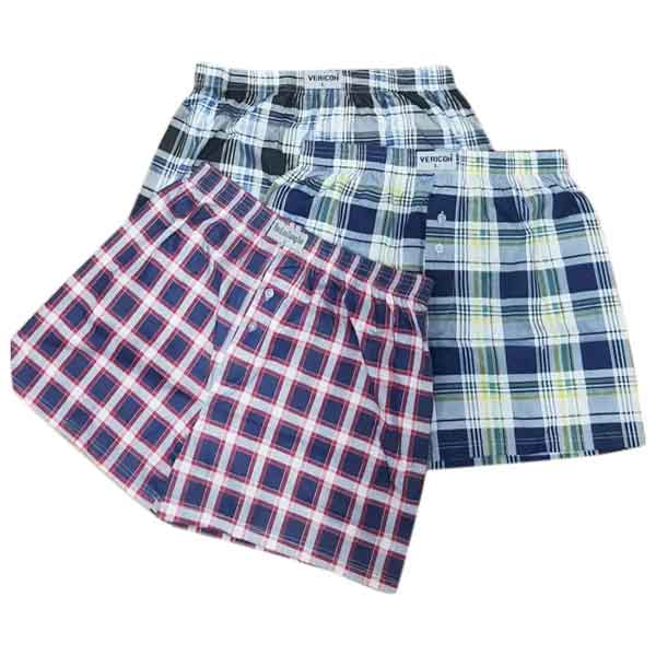 Pack Of 3 Men's BodyLove And Buloss Logo Checkered Boxer Briefs Cotton Underwear (Color May Vary)