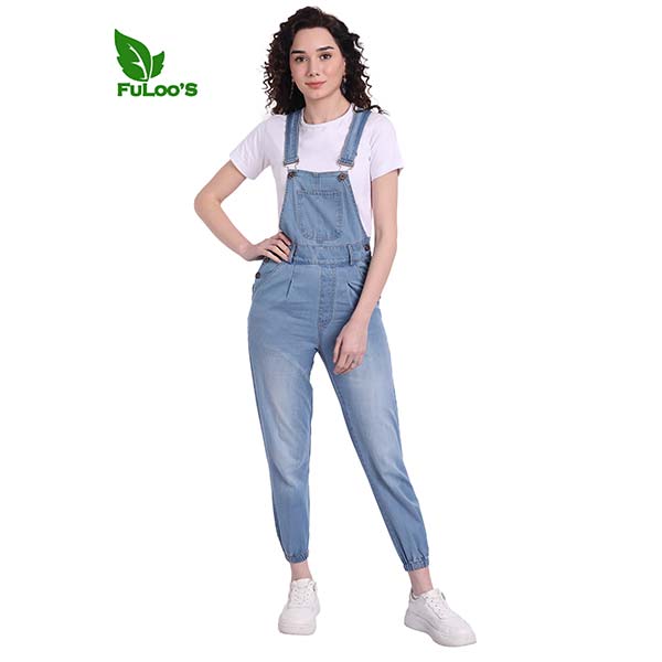 FuLoo Light Blue Jeans Rockey Pant with Tshirt for Women