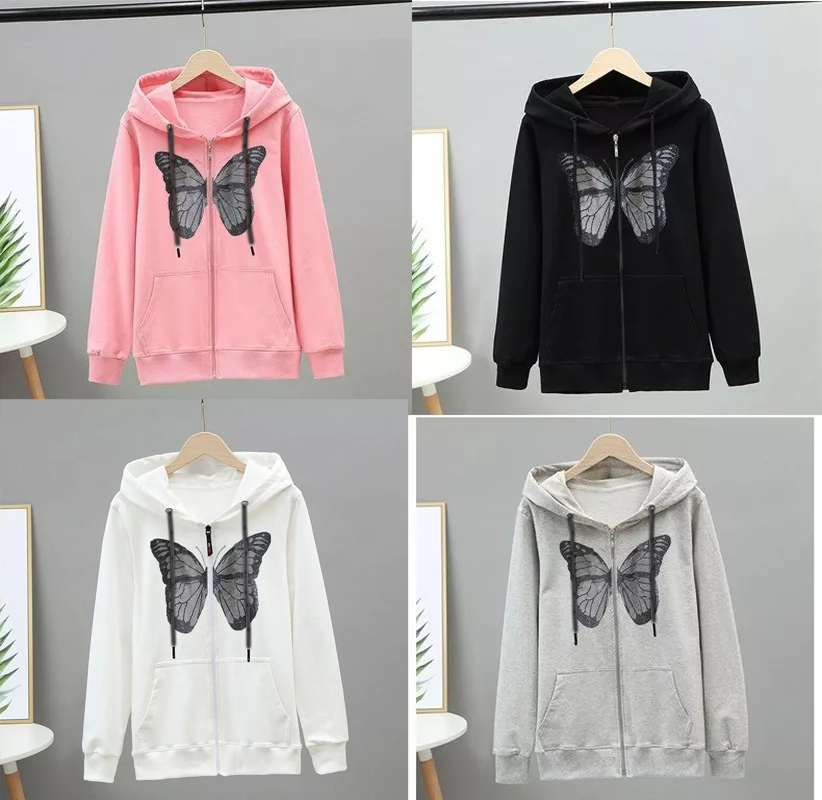 Butterfly Cotton Fleece Hoodies for women