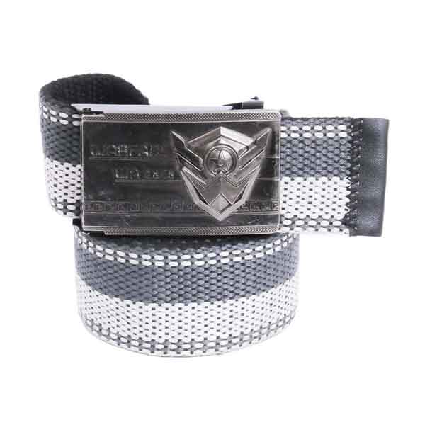 Grey/White Striped Belt For Men