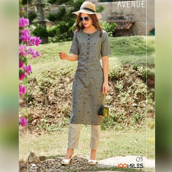 FuLoo's Avenue Pure Cotton Pattern Designer Embroidered Kurti for Women (ONLY KURTI) #03