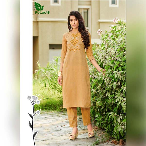 FuLoo's Octave Pure Cotton Designer Embroidered Kurti for Women #05