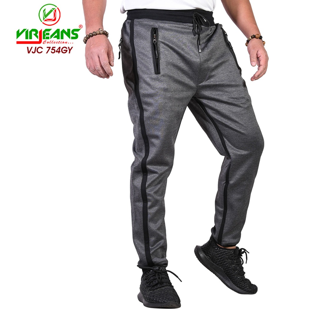 VIRJEANS (VJC 754) Casual Cotton Joggers Trouser for Men – Grey